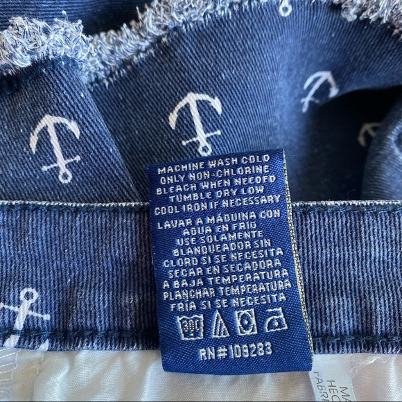 Ocean Drive Anchor Print Distressed Denim Shorts - Picture 12 of 14